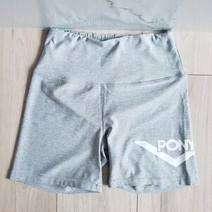 Pony Shorts Womens Small Gray Biker‎ Activewear Gym Workout Yoga High Waist